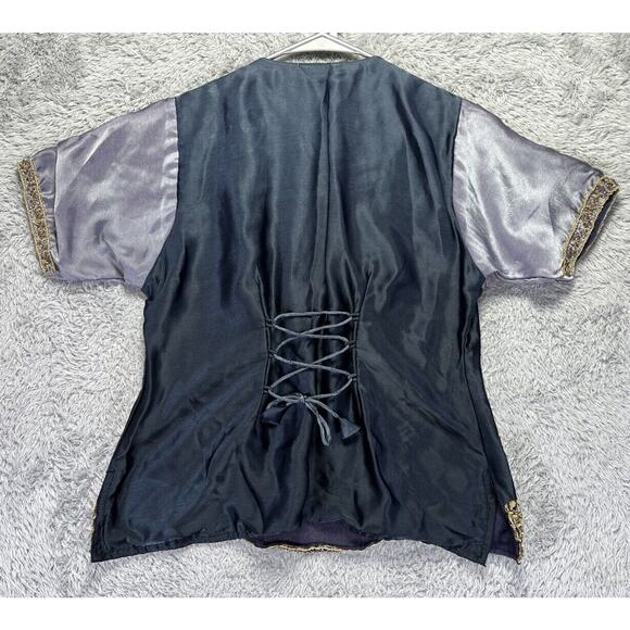 Preeti Womens Top Blouse Beaded Embroidered Medium Black Gold Silver India *Read - Picture 2 of 10